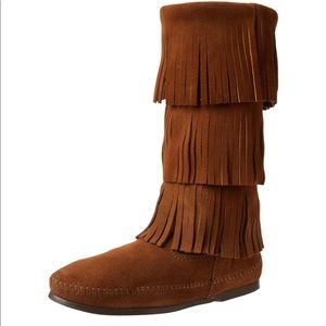 Minnetonka Suede Fringe Boots - Size 7
